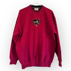 Top Stitch Morning Sun Cat Sweater XL Embroidered Novelty Vintage Pullover